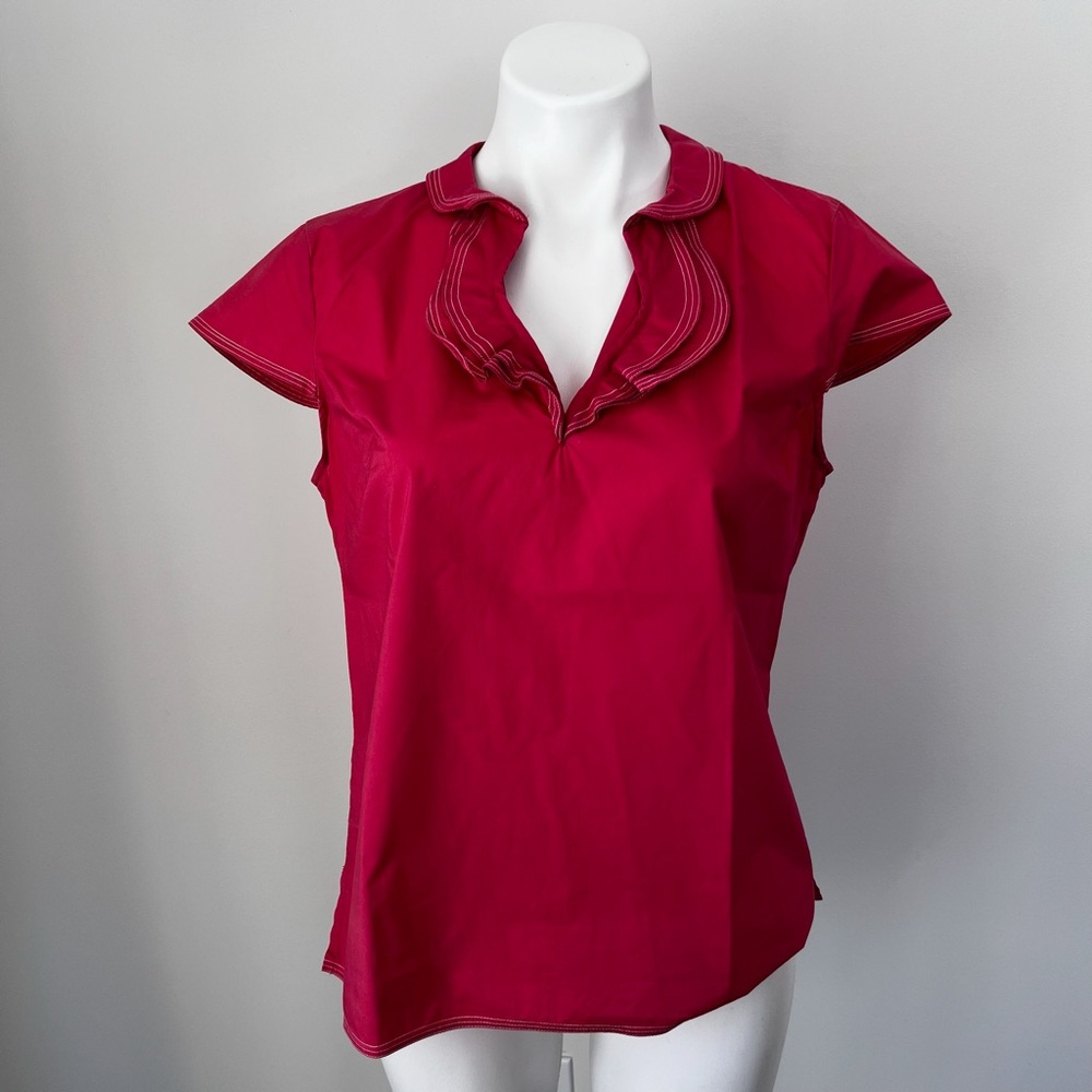 Talbots Red Coral Short Sleeve Blouse